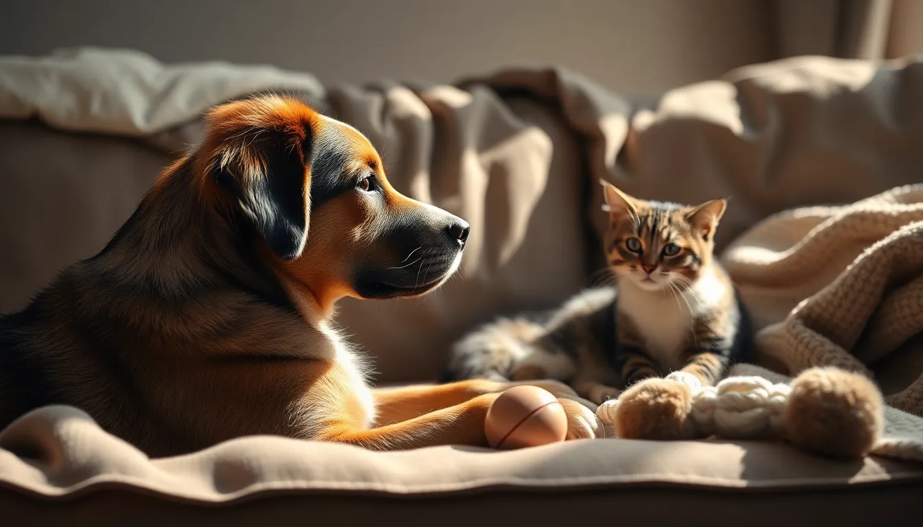 강아지와 고양이의 휴식