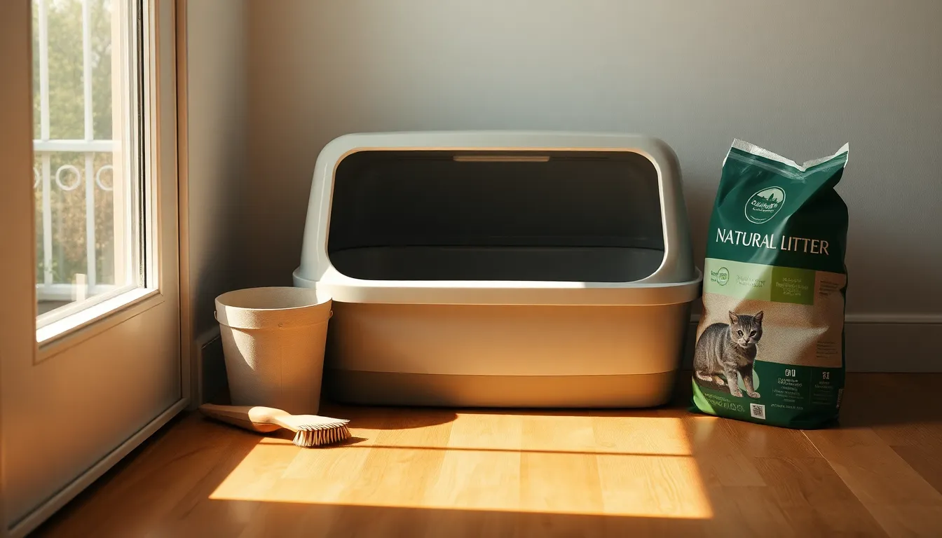 고양이가 화장실에서 편안하게 배변하는 모습