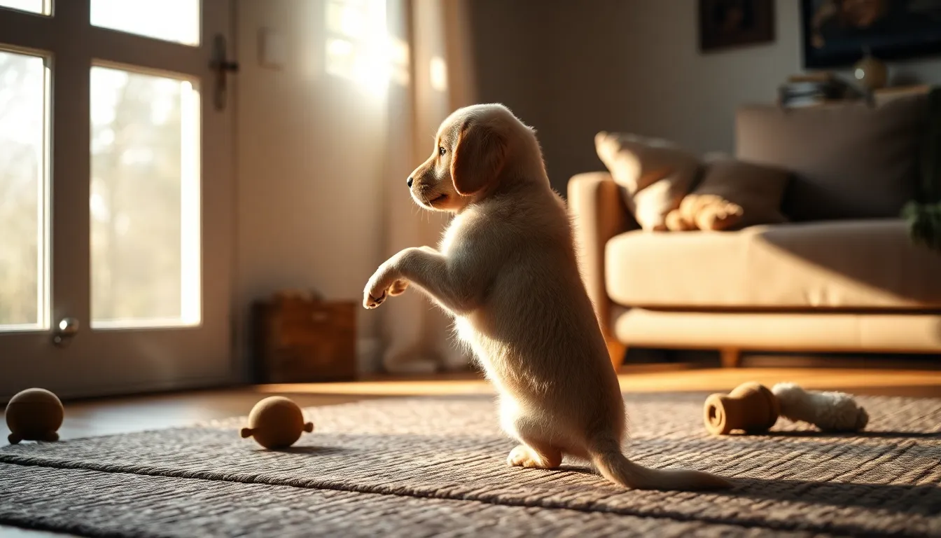 활기차게 뛰어노는 푸들 강아지