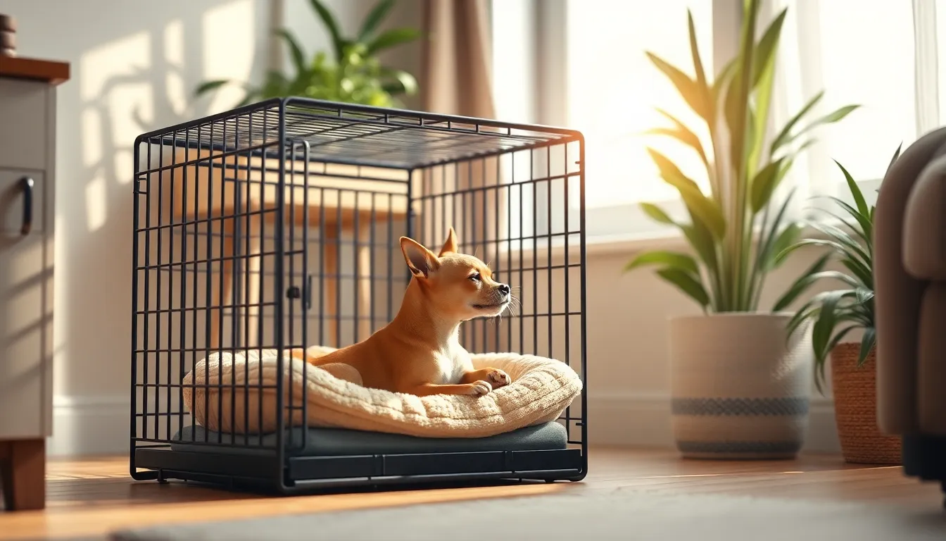 치와와 분리불안 켄넬 훈련 4단계 2 켄넬 안에서 편안하게 쉬고 있는 치와와 강아지