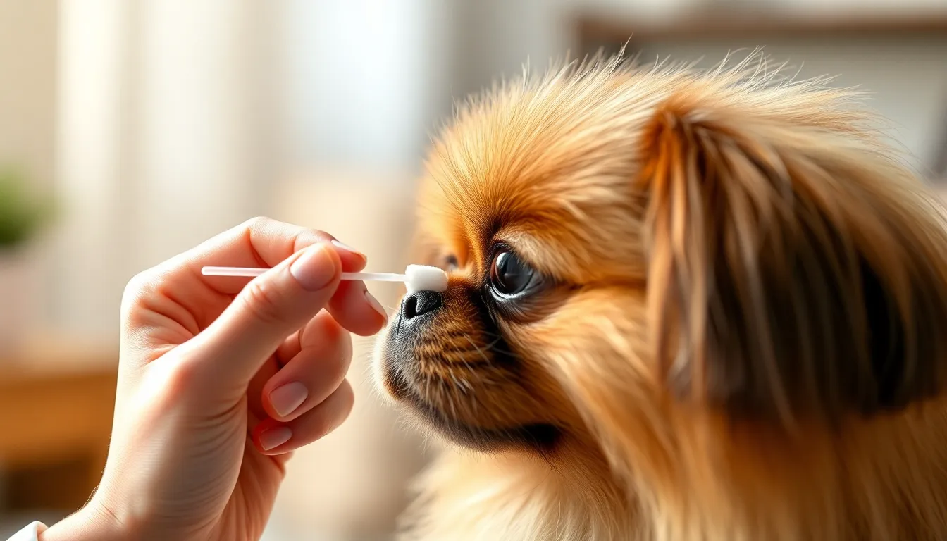 페키니즈 눈 세척