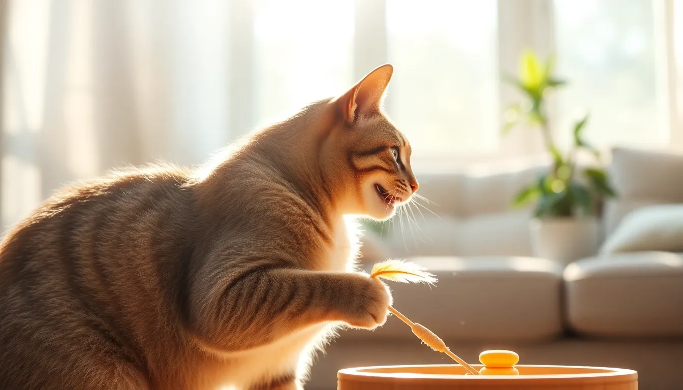 미국 쇼트헤어 고양이가 건강한 사료를 먹는 모습