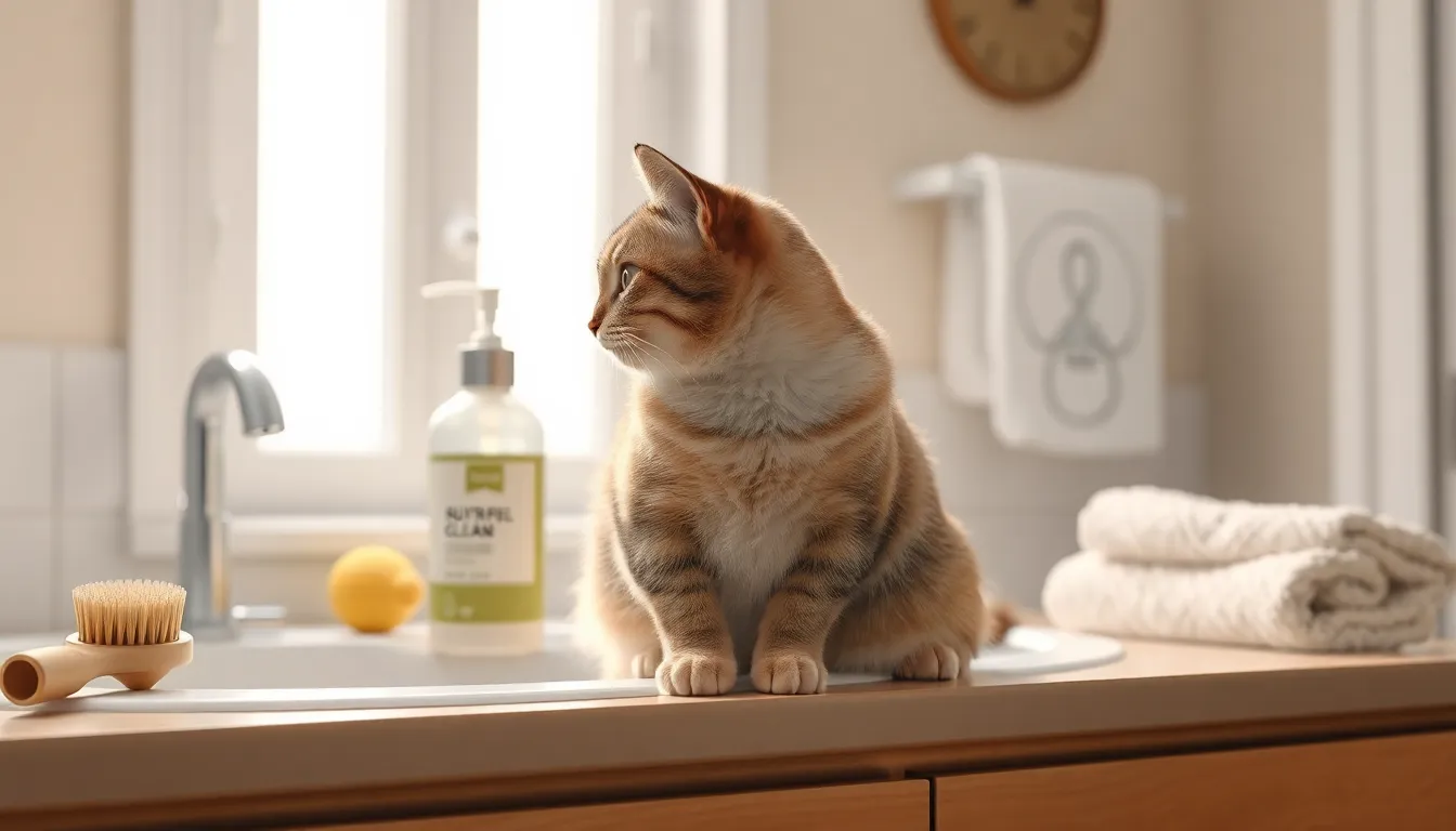 고양이 목욕시키는 집사의 모습