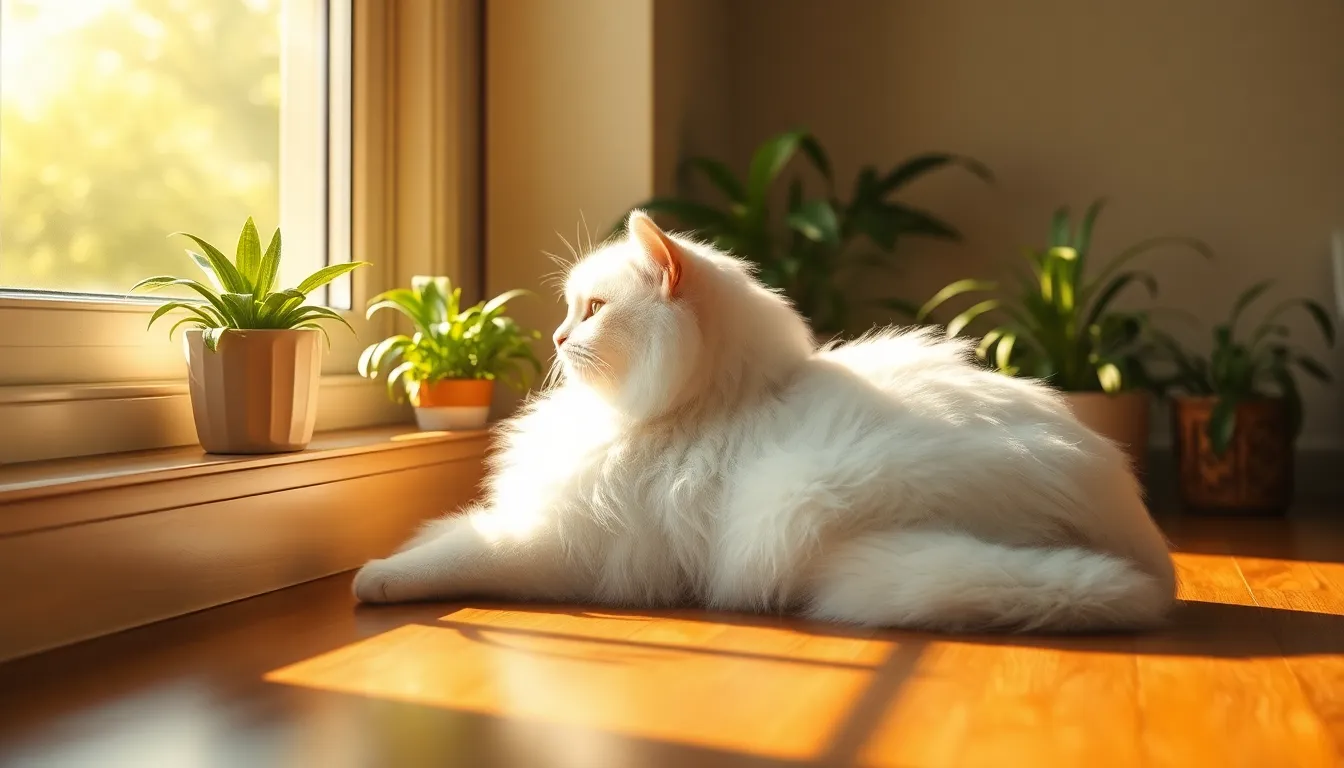터키시 앙고라 백묘, 햇빛 속 피부암 예방 팁 2 햇빛 아래 행복하게 휴식하는 터키시 앙고라 백묘