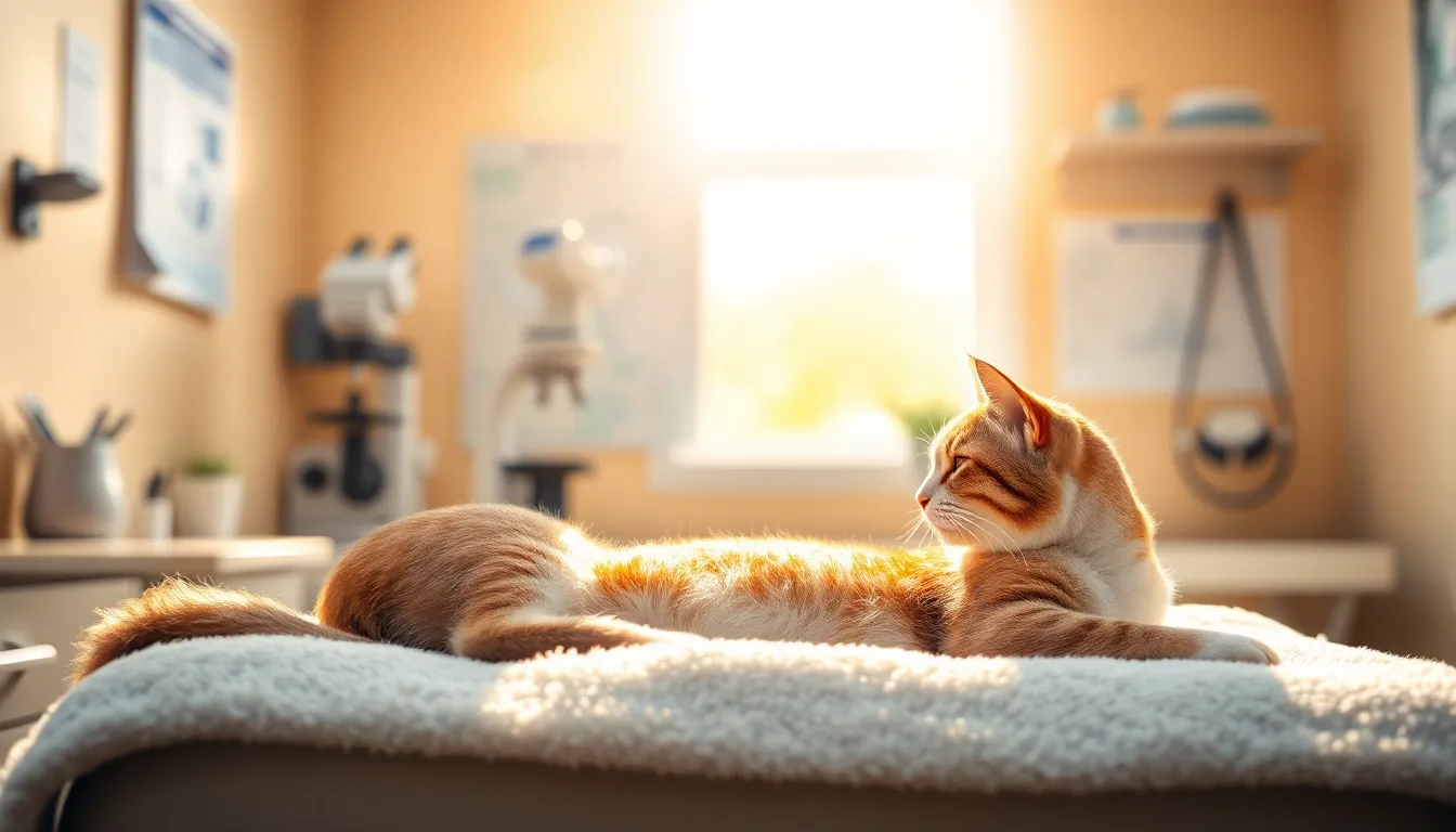 고양이 신장 혈액 검사 결과를 설명하는 수의사 이미지