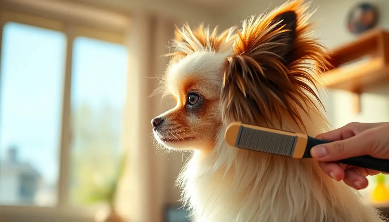 파피용 털 관리 빗