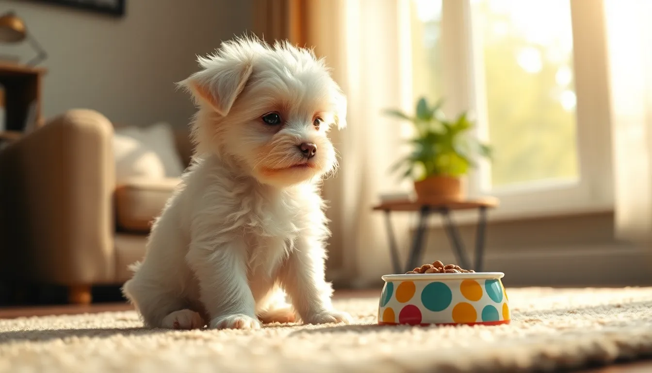 강아지 눈물 자국을 닦아주는 모습