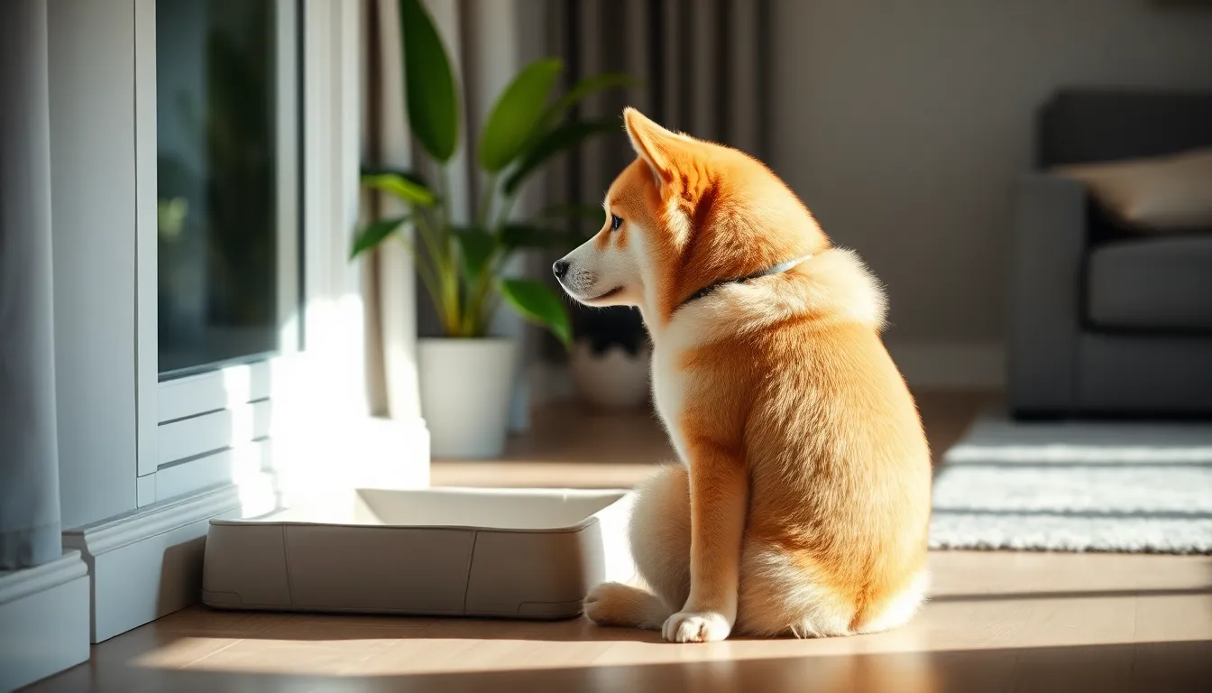 비 오는 날 창밖을 보는 진돗개