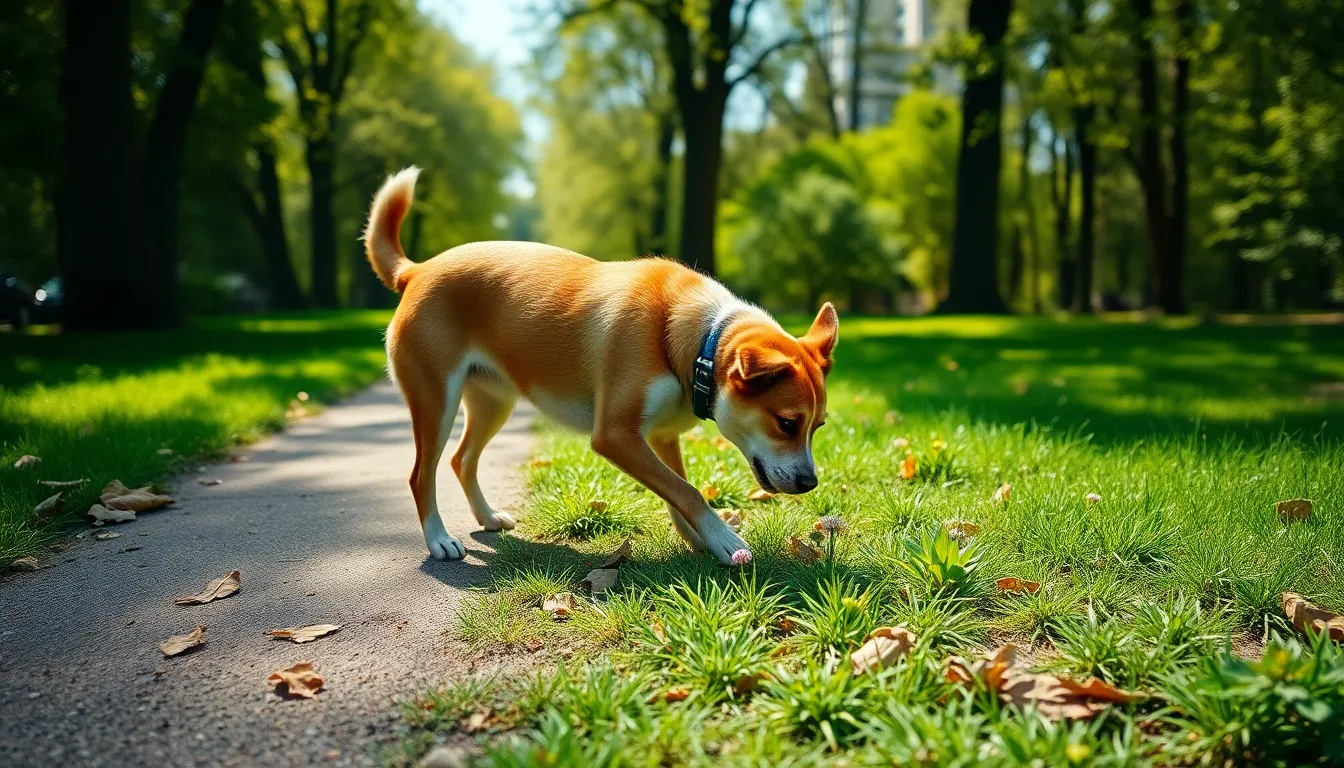 강아지 풀 뜯는 이유: 소화불량? 호기심? 2 강아지가 풀을 뜯어 먹는 모습