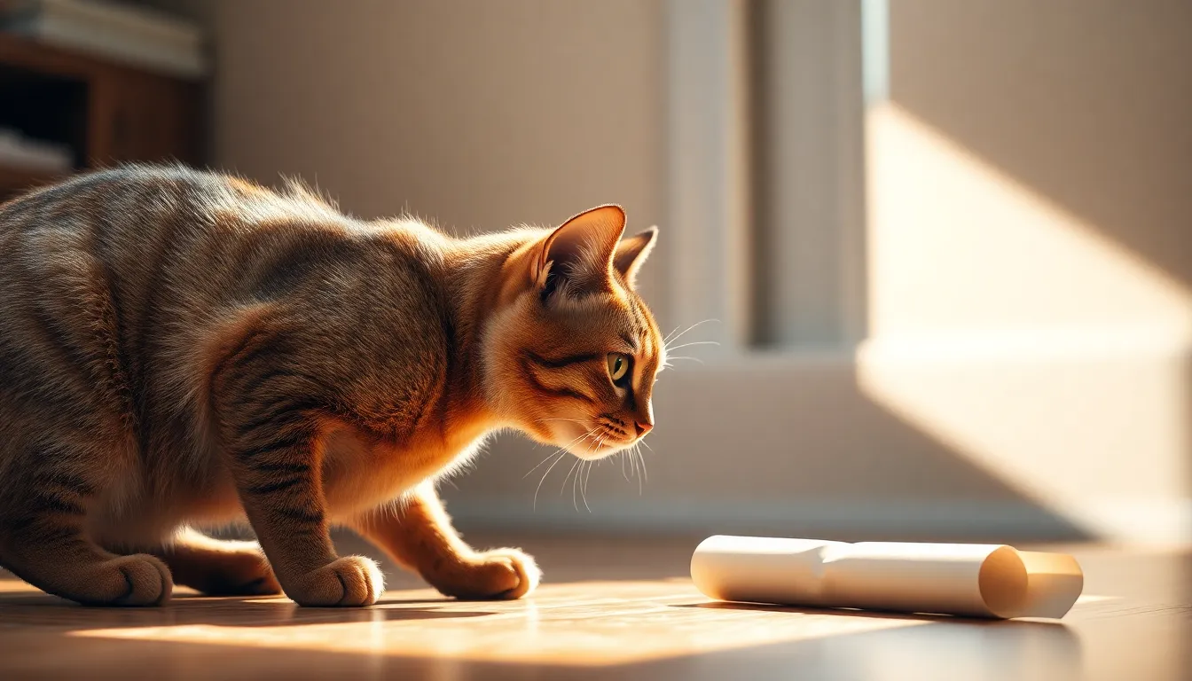 아비시니안 고양이가 장난감을 가지고 노는 모습