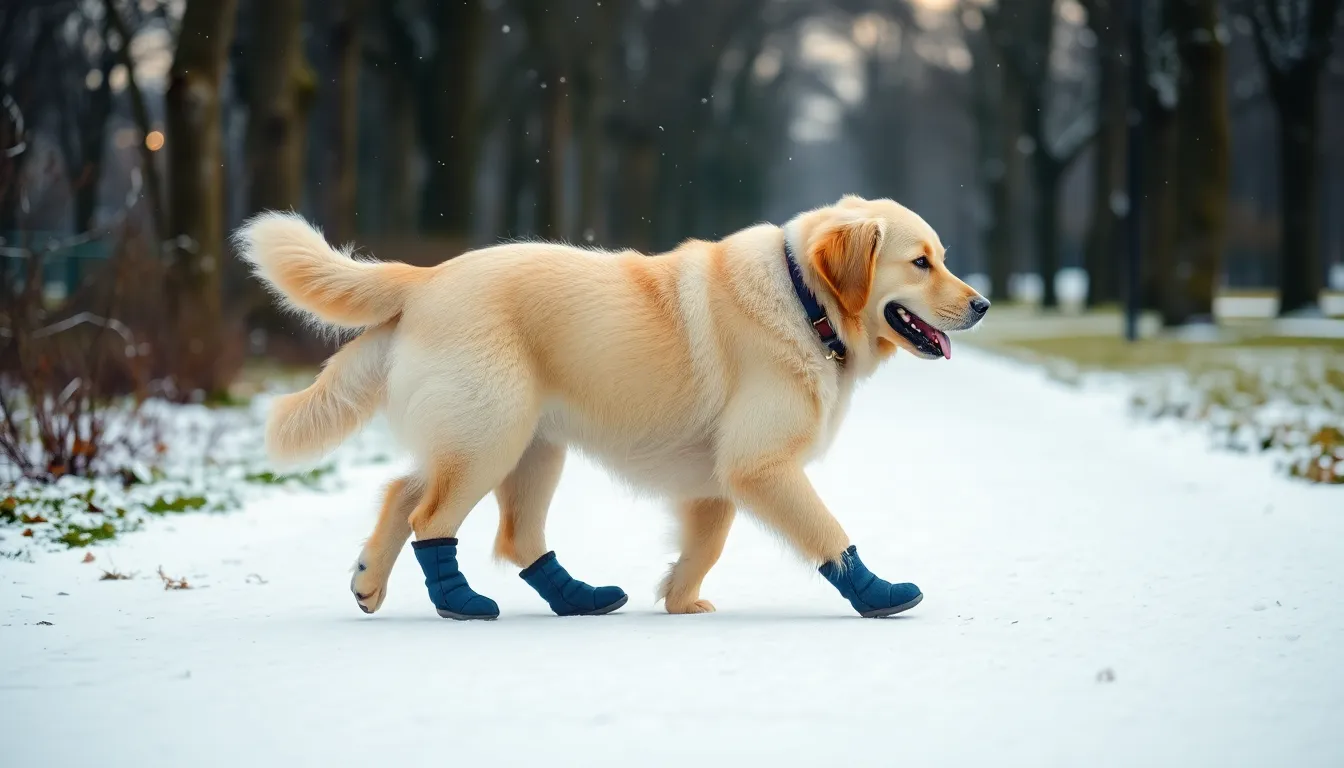겨울 강아지 신발 착용 모습