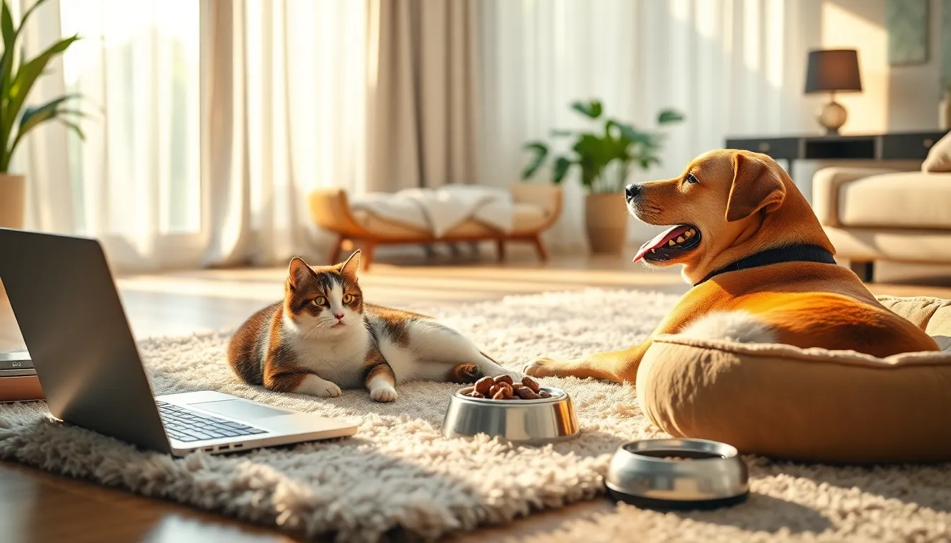 반려동물과 행복하게 놀아주는 모습