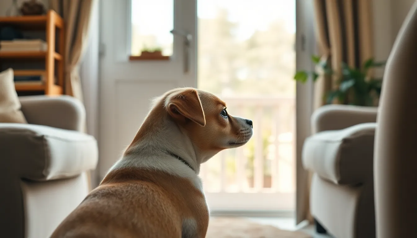 낯선 사람을 경계하는 강아지 이미지