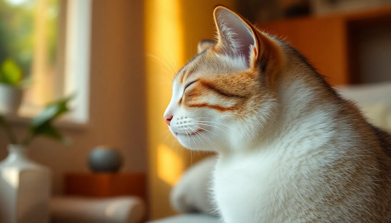 고양이가 눈을 천천히 깜빡이며 반려인에게 애정을 표현하는 모습