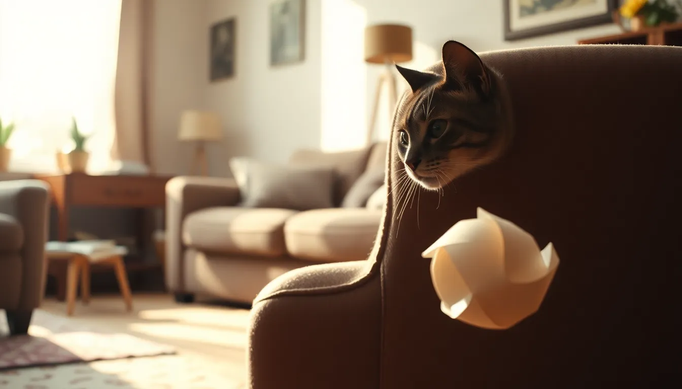 숨어서 먹잇감을 관찰하는 고양이