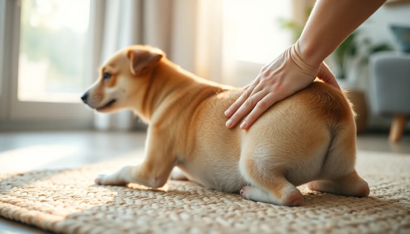 강아지 뒷다리 근육 마사지 이미지