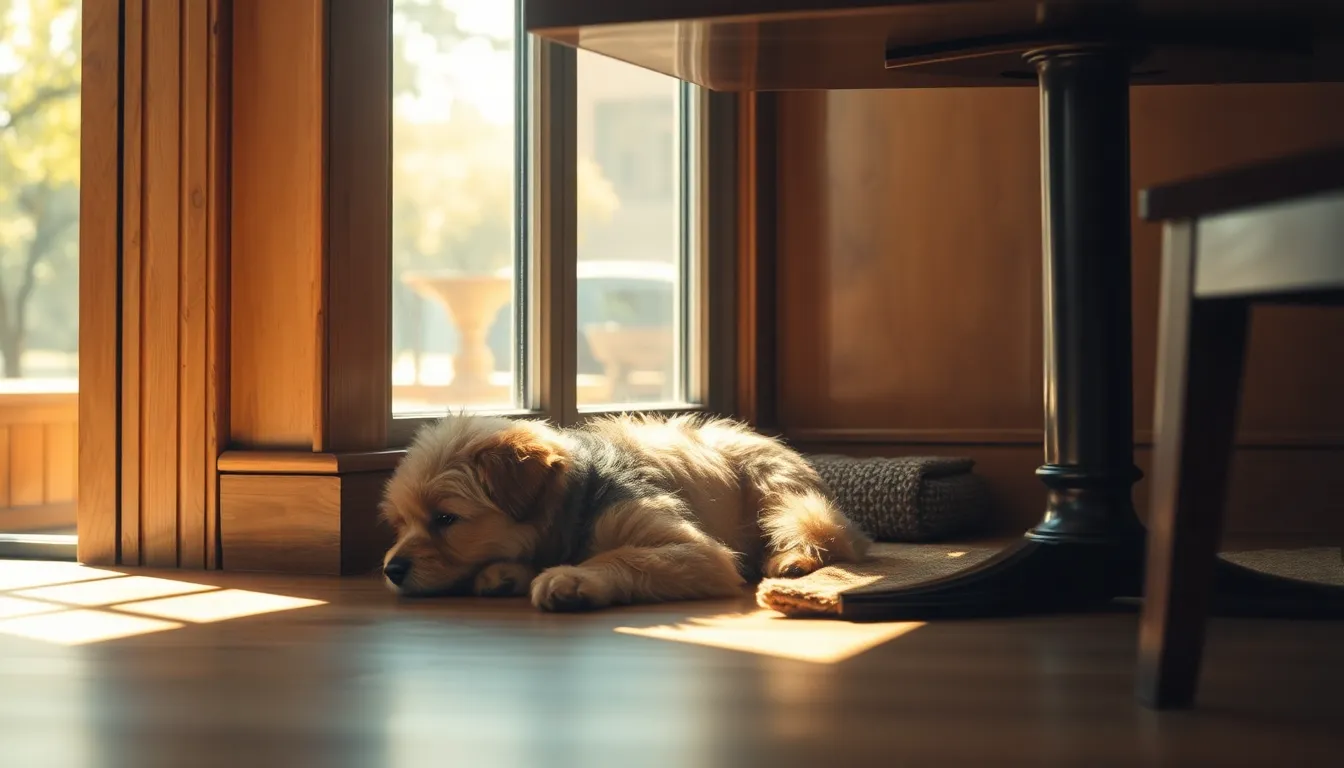 강아지 식당 매너: 테이블 밑 대기 & 짖음 멈춰! 2 강아지 식당 테이블 밑 대기 모습