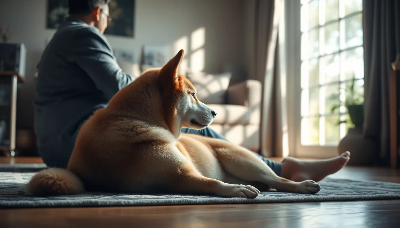 진돗개와 함께하는 반려인의 모습