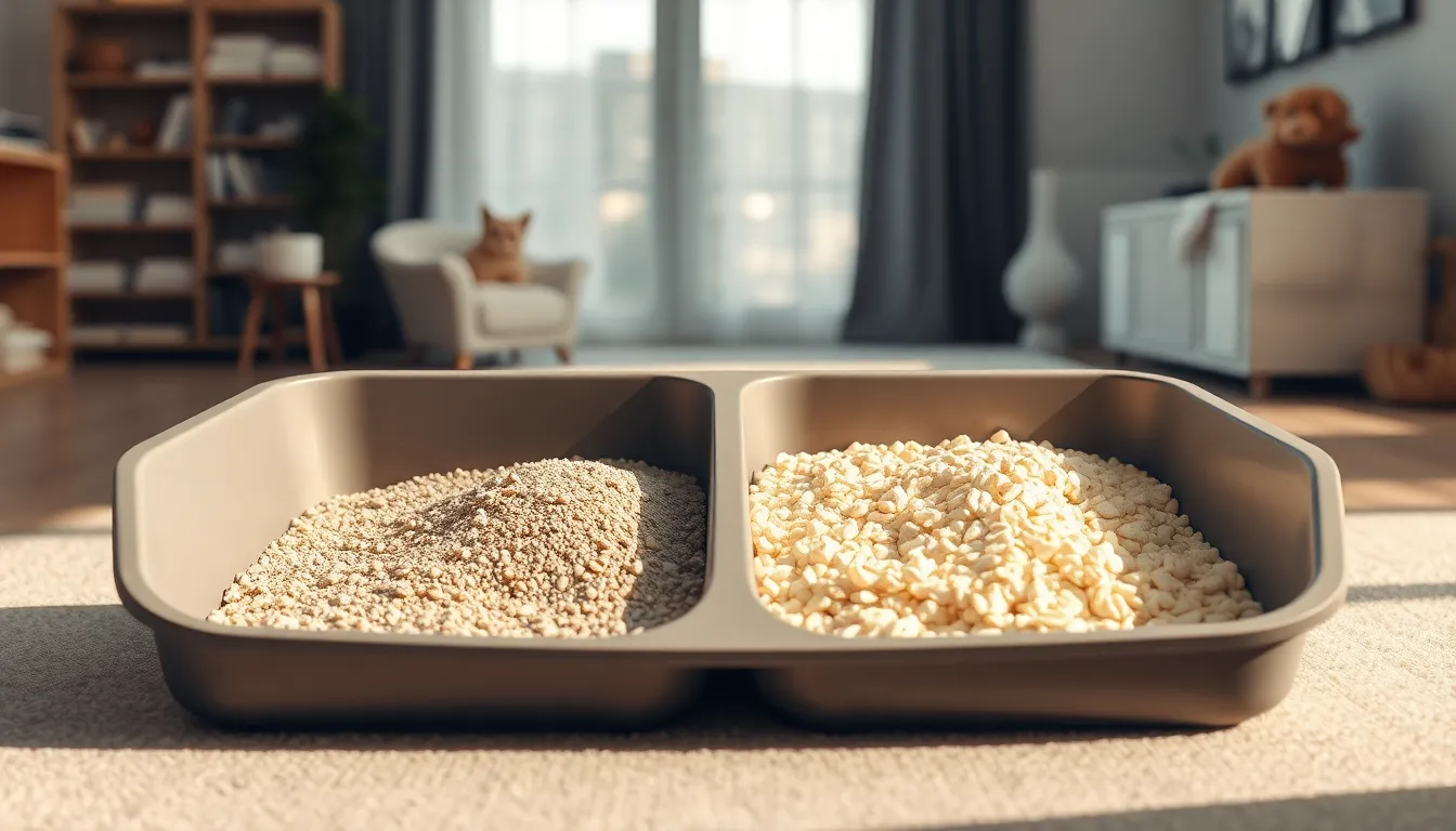 깨끗하게 관리된 고양이 화장실 이미지