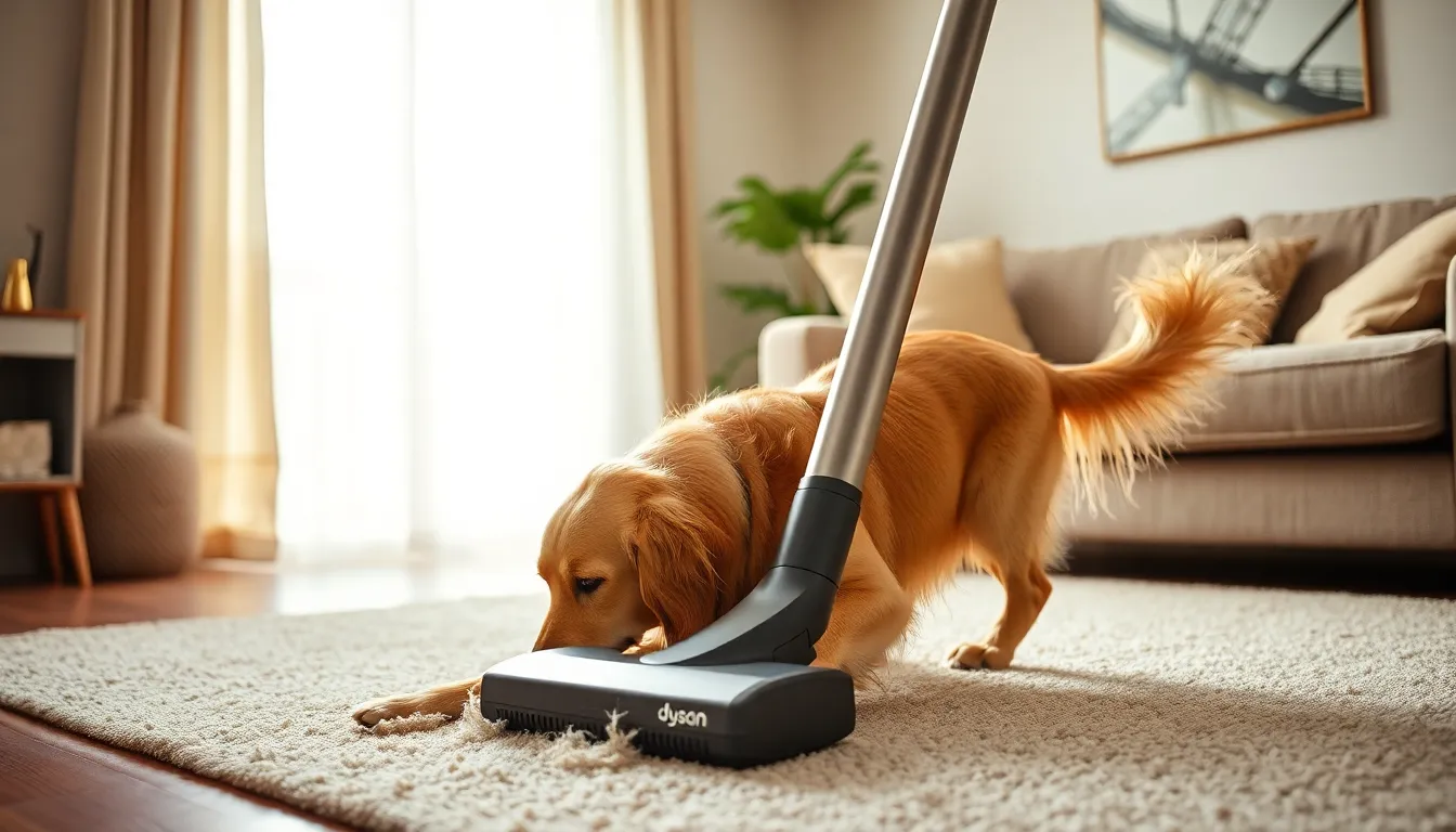 강아지 털을 청소하는 모습