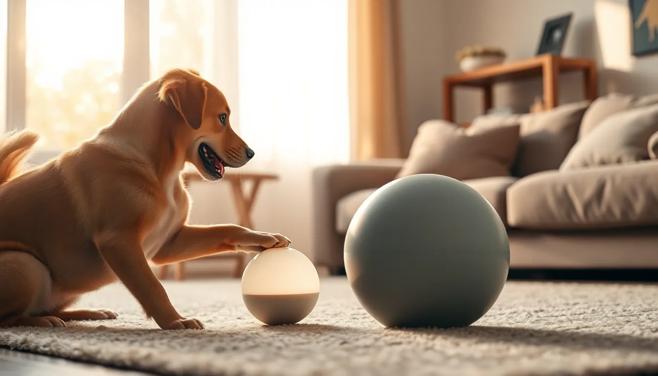 혼자 있는 반려견 외로움 달래는 AI 장난감 2 놀아주는 AI 장난감과 함께 즐거워하는 강아지
