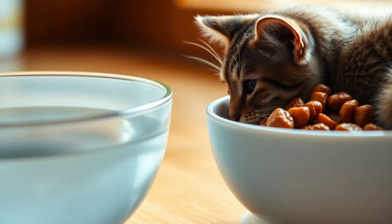 고양이 습식캔과 물그릇