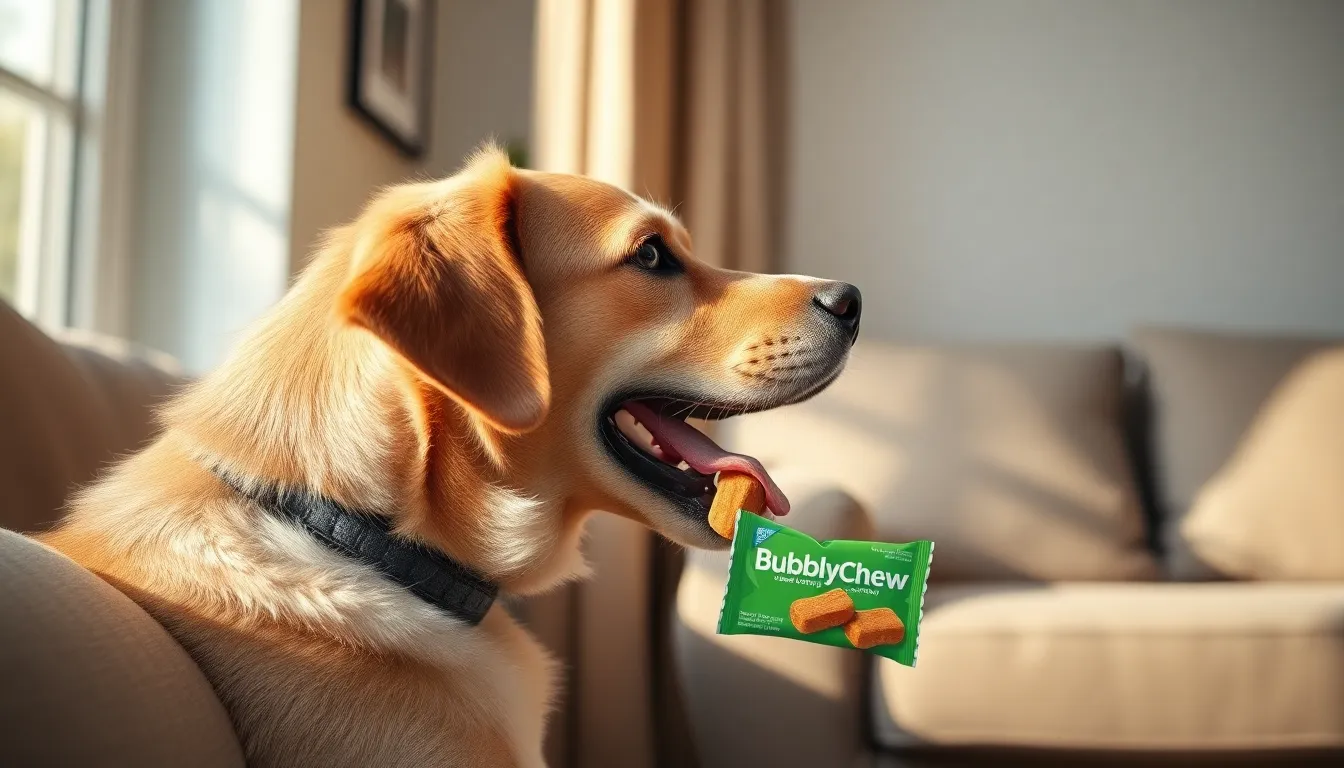 강아지 버블리츄로 양치하는 모습