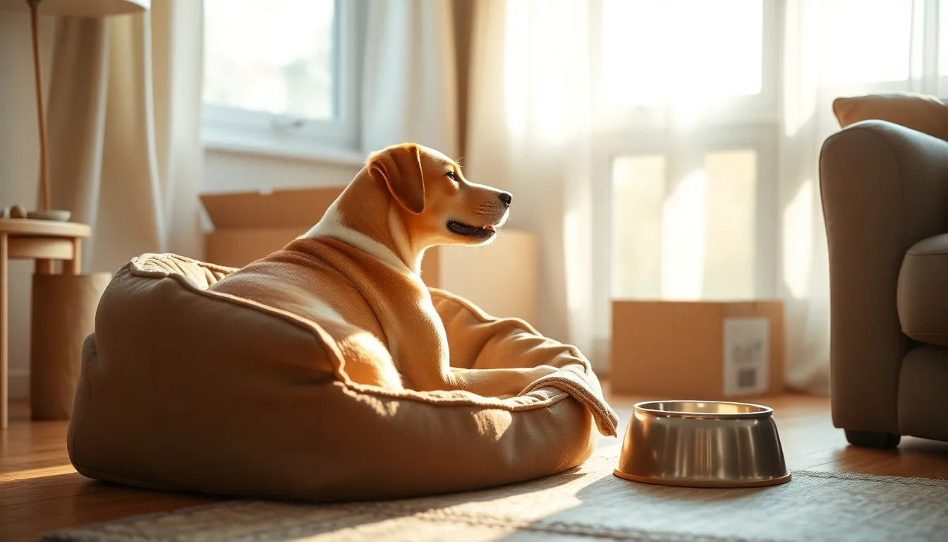 강아지와 보호자가 새 집에서 함께 시간을 보내는 모습