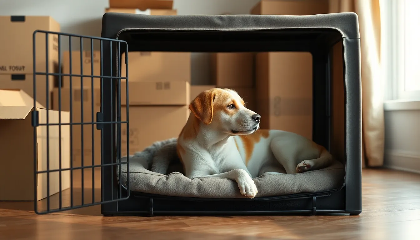 이사 중 강아지 켄넬