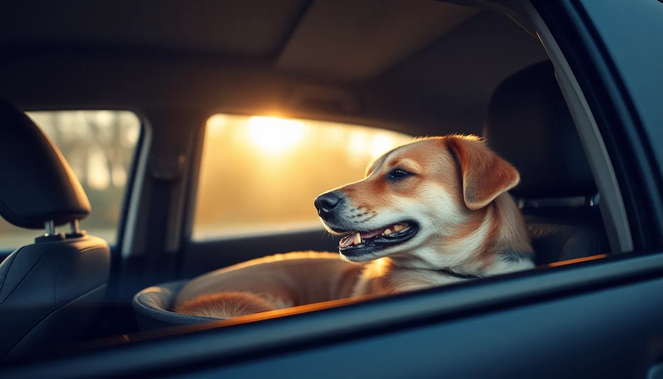 차 안에서 편안하게 쉬는 강아지