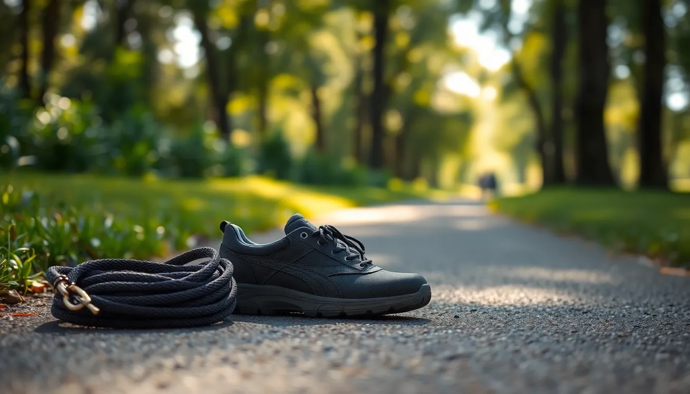 즐겁게 산책하는 반려견과 보호자