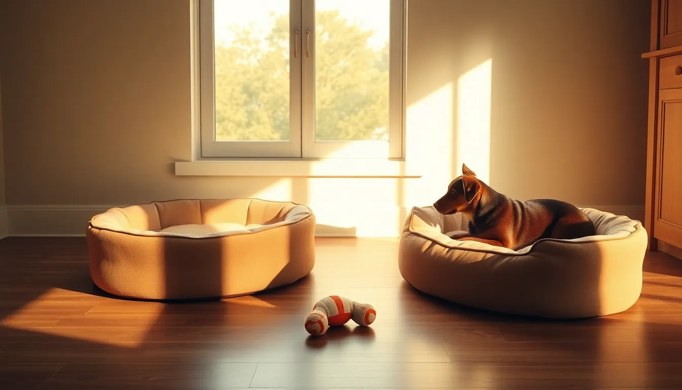 강아지와 고양이가 서로를 조심스럽게 탐색하는 모습