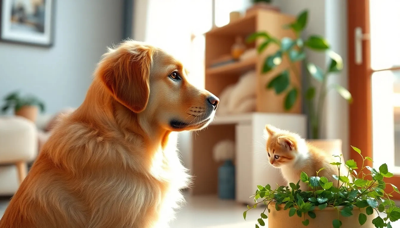 강아지 고양이 동반 훈련: '기다려' 복종 교육 2 강아지와 고양이가 나란히 앉아 기다리는 모습