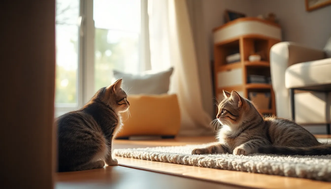 고양이 합사 3-3-3 법칙: 첫 만남 트라우마 극복 2 두 마리의 고양이가 유리문 너머로 서로를 바라보는 모습