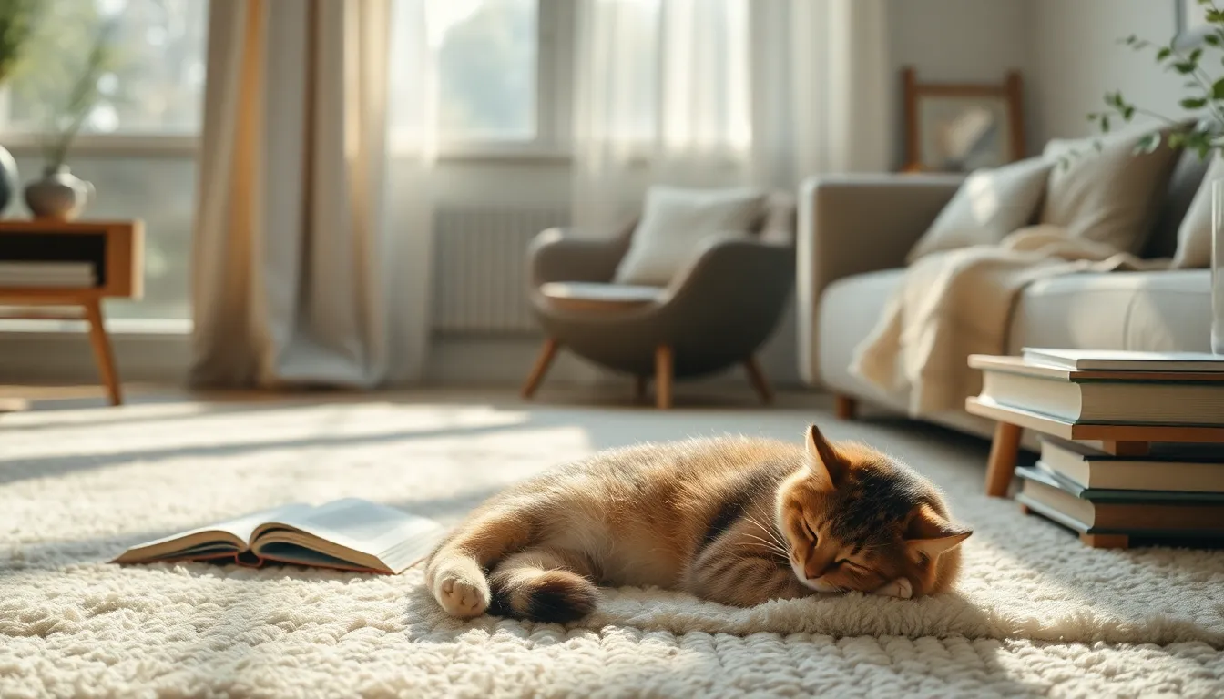 따뜻한 담요 위에서 쉬고 있는 고양이