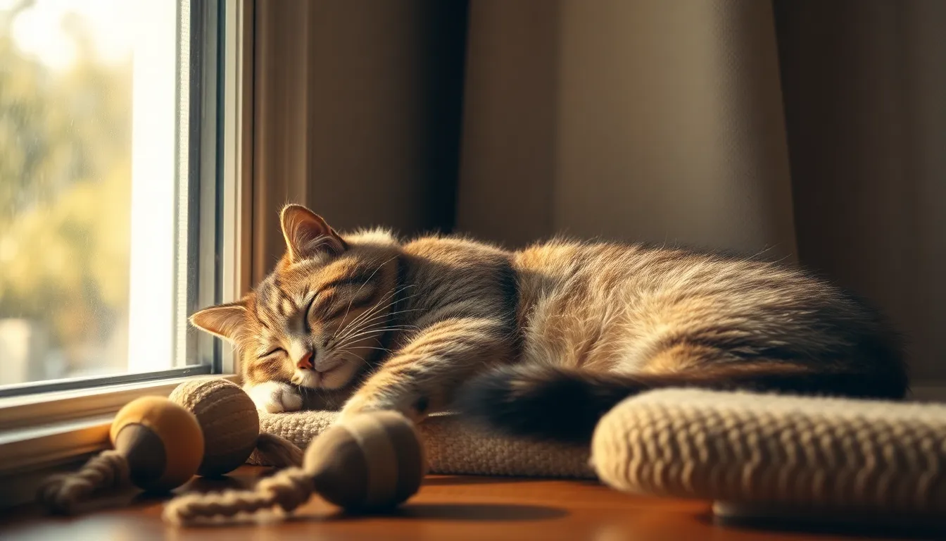 행복한 고양이와 집사의 모습